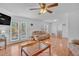 Bright living room with hardwood floors, comfortable seating, and access to the backyard at 20 Juniper Se Ln, Cartersville, GA 30121