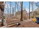 Backyard shows wooded area and shed for extra storage or workshop space surrounded by natural scenery at 1220 Tab Roberts Rd, Lawrenceville, GA 30043