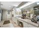 Elegant bathroom featuring granite countertops, vanity, and glass shower at 145 15Th Ne St # 843, Atlanta, GA 30309