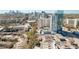 An aerial view showing community amenities, parking and skyline views at 2277 Peachtree Ne Rd # 608, Atlanta, GA 30309