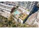 Aerial view of pool, landscaping and the surrounding apartment complex at 2277 Peachtree Ne Rd # 608, Atlanta, GA 30309