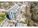 Aerial view of pool, outdoor living spaces and surrounding cityscape at 2277 Peachtree Ne Rd # 608, Atlanta, GA 30309