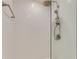 Detail of shower with herringbone tile surround and sleek shower fixtures at 2277 Peachtree Ne Rd # 608, Atlanta, GA 30309