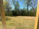 Scenic view from covered patio showcasing the seeded yard and treeline for privacy at 630 Gilles Ln, Cumming, GA 30041