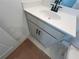 Modern bathroom vanity with matte black faucet and hardware at 630 Gilles Ln, Cumming, GA 30041