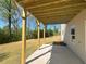 View of covered patio looking out to yard and treeline, providing a relaxing outdoor space at 630 Gilles Ln, Cumming, GA 30041
