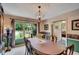 Traditional dining room featuring an oval table, chandelier, and a window with outside view at 12040 Old Mountain Park Rd, Roswell, GA 30075