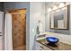 Stylish bathroom featuring a vessel sink, granite countertop, and a tiled walk-in shower at 1325 Whitlock Sw Ave, Marietta, GA 30064