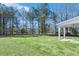 A lush green backyard with a covered patio at 7608 Parkland Bnd, Fairburn, GA 30213