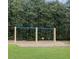 Four-swing playground with a blue metal bar and tan wood supports is ready for neighborhood fun at 610 Coolsprings Ln, Woodstock, GA 30188