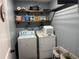 An organized laundry room is well-equipped with shelving and a laundry sink, maximizing functionality at 3302 Willow Meadow Ln, Douglasville, GA 30135