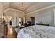 Spacious main bedroom with vaulted ceiling, hardwood floors, chandelier, a ceiling fan, and windows at 5340 Cole Creek Ln, Cumming, GA 30040