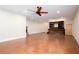 Finished basement with concrete floors, fireplace and built in bar area at 281 Chilhoe Dr, Canton, GA 30115