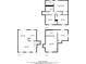 Multi-level floor plan outlining room dimensions for the house, including living areas, kitchen, and bedrooms at 1908 Sailcloth St, Lithonia, GA 30058