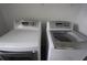 This laundry room showcases a modern, front-loading washer and dryer set at 838 Roxholly Ln, Buford, GA 30518