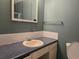 Bathroom featuring a single sink vanity, neutral countertop, mirror, and toilet at 1840 Sw King Alfred Sw Dr, Atlanta, GA 30331