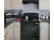 Functional kitchen featuring white cabinets, a black stove, and a microwave at 2744 Snapfinger Mnr, Decatur, GA 30035