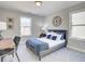 Cozy bedroom featuring a full bed, desk, two windows providing natural light, and neutral-colored walls at 4531 Moray Dr, Mableton, GA 30126