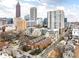 Aerial view of a vibrant urban area featuring townhouses, modern apartments, and a dynamic city skyline at 774 Piedmont Ne Ave # 2A, Atlanta, GA 30308