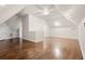 Spacious bedroom with vaulted ceilings, neutral paint, and hardwood floors at 789 Cooper Sw St, Atlanta, GA 30315