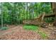 The property features a backyard with mature trees, a wooden deck, and a play area at 505 Summer Ter, Woodstock, GA 30189