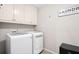 Convenient laundry room with modern washer and dryer, ample cabinet space, and stylish decor at 404 N Cascades Cir, Canton, GA 30114