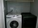 Modern laundry room with front load Samsung washer and dryer at 6051 Wintergreen Rd, Norcross, GA 30093