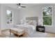 Serene bedroom with soft neutral colors, comfortable bed, and ample natural light from two windows at 826 Gaston Street Sw, Atlanta, GA 30310