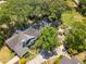 Overhead view reveals a backyard oasis with garden, mature trees, and accessory buildings at 1000 Nw Main St, Conyers, GA 30012