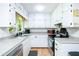 Efficient kitchen features white cabinetry and stainless appliances with a view to the backyard at 5115 Cascade Palmetto Hwy, Fairburn, GA 30213