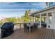 Back deck with outdoor dining table and grill, overlooking landscaped backyard at 2063 Windermere Xing, Cumming, GA 30041