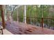 Large wooden deck with metal wire railing overlooking the serene lake at 8155 Stone Hill Rd, Cumming, GA 30028