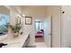 Bright bathroom with a double sink vanity, a shower, and tile flooring at 112 Rogers St # 409, Atlanta, GA 30317