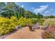 Cozy firepit area surrounded by mature trees and inviting Adirondack chairs at 1433 Henderson Ridge Ln, Loganville, GA 30052