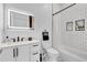 Modern bathroom with white subway tile, and a bright, well-lit mirror over the vanity at 1774 Vesta Ave, Atlanta, GA 30337