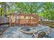 Inviting backyard with a wooden deck, pergola, stone fire pit, and gravel ground cover at 2533 Semmes St, East Point, GA 30344