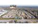 High-angle view of a community with townhomes, single-Gathering homes, and amenities at 4916 Kentwood Dr, Marietta, GA 30068