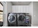 Well-organized laundry room with modern washer and dryer, ample cabinet space, and neutral color scheme at 4916 Kentwood Dr, Marietta, GA 30068