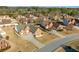 Aerial shot of a neighborhood highlighting the well-maintained lawns and consistent architectural style at 502 Stoneland Pl, Lawrenceville, GA 30046