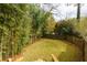 Spacious backyard with bamboo accents and a wooden fence, offering ample privacy and a serene setting at 6596 Wright Rd, Atlanta, GA 30328
