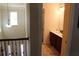 Bathroom showcasing a double vanity with a marble countertop and an elegantly framed mirror at 40 Adler Pl, Covington, GA 30016