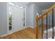 Bright foyer with hardwood floors, staircase, and natural light streaming through the front door at 2001 Towne Lake W Hls, Woodstock, GA 30189