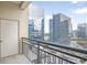 Balcony with railing offers panoramic views of the city skyline at 3445 Stratford Ne Rd # 1605, Atlanta, GA 30326