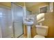 Bathroom featuring a walk-in shower, pedestal sink, and toilet at 26 Loyd Cemetery Rd, Newborn, GA 30056