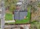 An aerial view of a home showcasing the roof, backyard, driveway, and surrounding greenery at 875 Center Hill Nw Ave, Atlanta, GA 30318