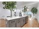 Modern, airy kitchen featuring an island with sink and white countertop with stylish foliage at 875 Center Hill Nw Ave, Atlanta, GA 30318