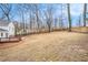 Large backyard featuring a wood deck and fence, and a mulched area at 291 Lamplighter Se Ln, Marietta, GA 30067
