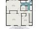 Floorplan displaying three bedrooms, two bathrooms, hall, and walk-in closet at 5664 Colton Dr, Atlanta, GA 30342