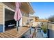 Spacious outdoor deck featuring a table, seating, and sun umbrella, great for outdoor entertaining and relaxation at 975 Moda Dr, Atlanta, GA 30316