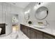 Modern bathroom features dual vessel sinks, marble countertops, and stylish fixtures at 4201 Brookview Se Dr, Atlanta, GA 30339